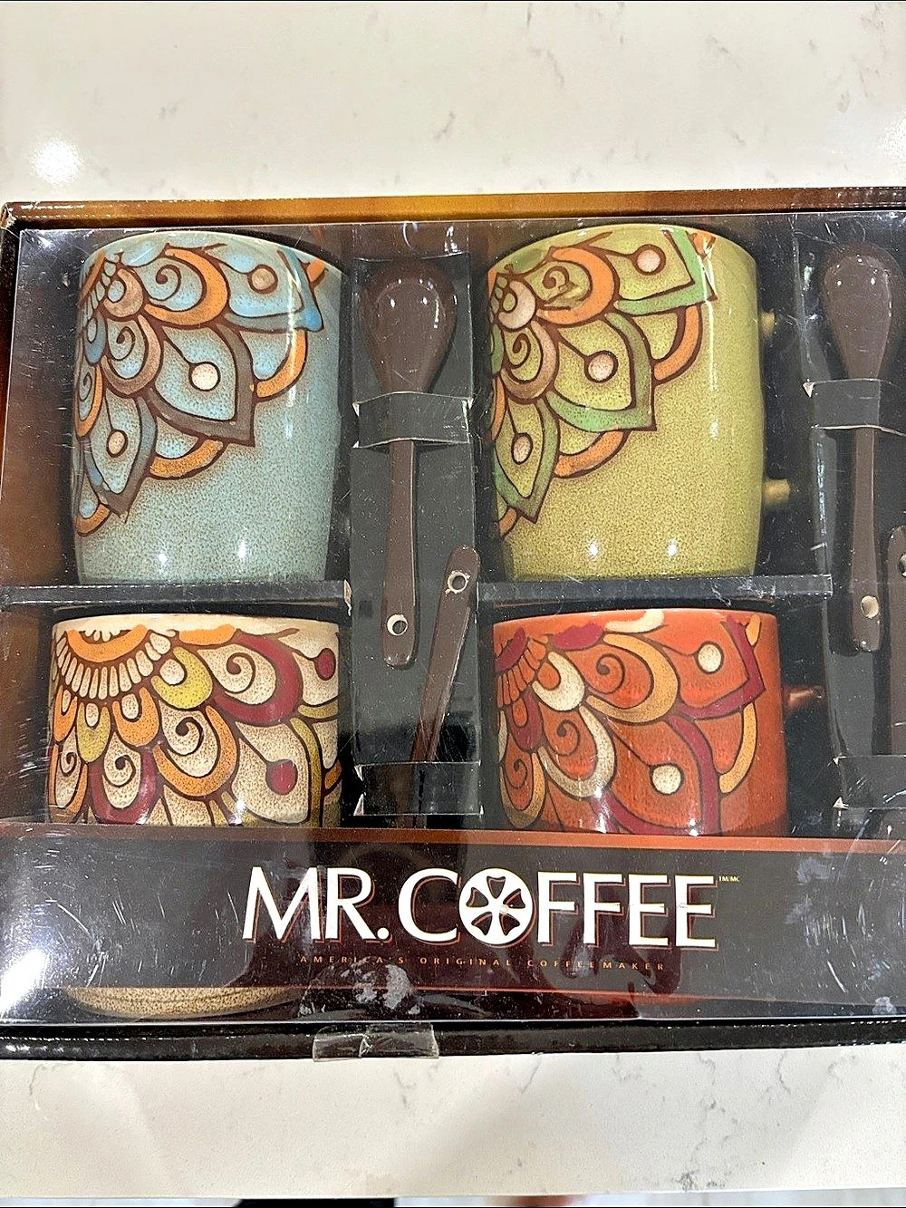 Mr. Coffee Dolce Cafe 8-Piece Ceramic Cup and Spoon Set Ceramic Cup and Spoon